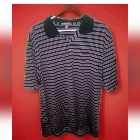 Peter Millar Other - Peter Millar Golf Polo Shirt Black and Gray Striped XL Dri-Fit